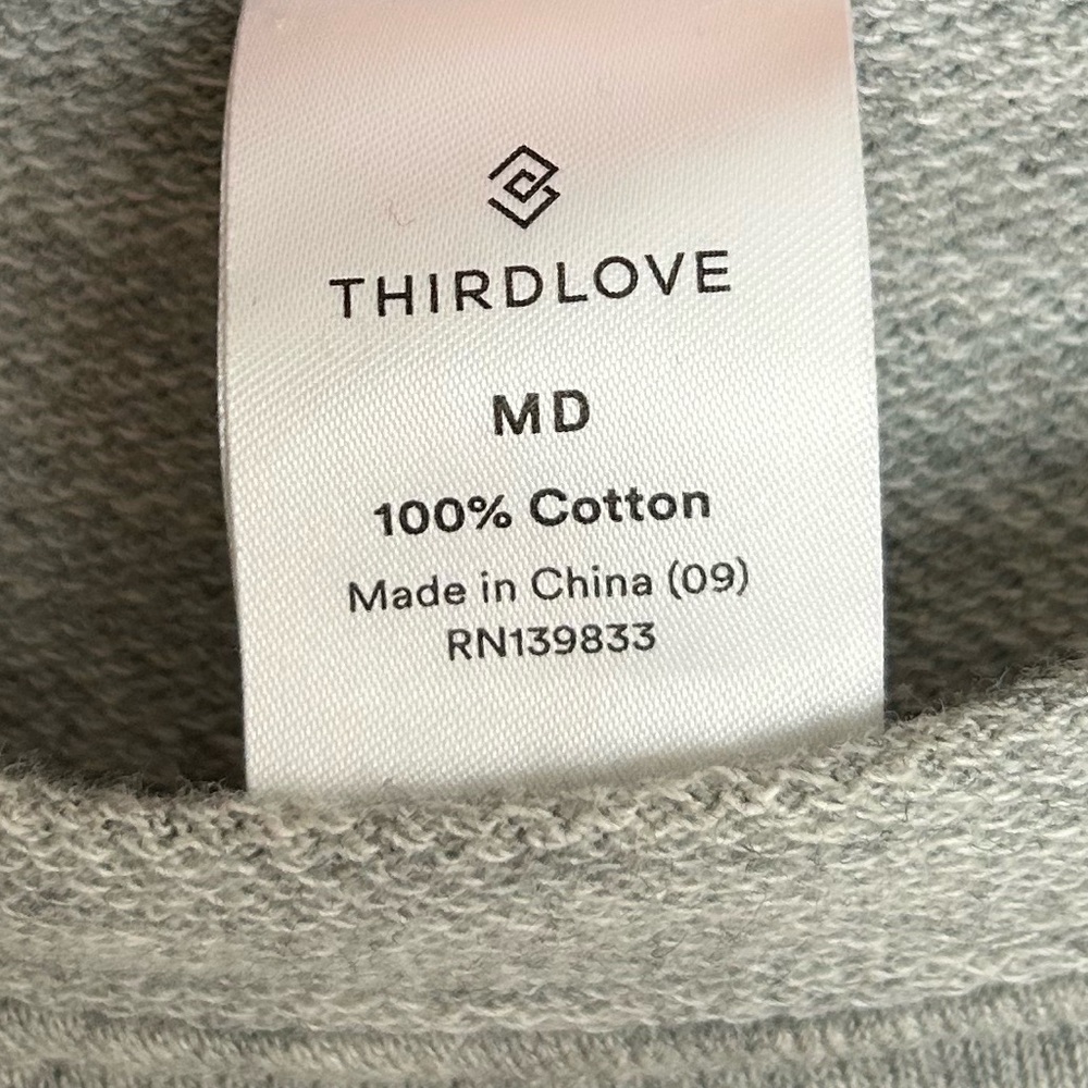 THIRDLOVE Weekend Gray French Terry Crewneck Sweatshirt Lounge Comfy Cabin Sz M - Picture 12 of 13